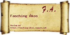 Fasching Ákos névjegykártya